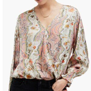 NWOT All Saints Penny Cascade Long Sleeve High-Low Top